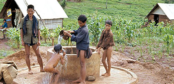 The 41st supervised the digging of wells to give villages clean water.