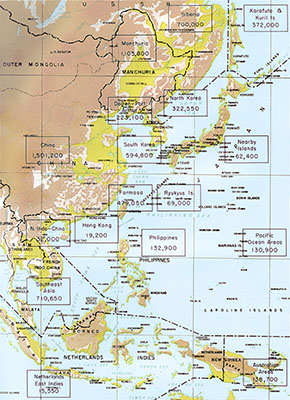 MAP: After Japan surrendered in August 1945, the colossal effort to repatriate soldiers and civilians back to their homelands remained. 