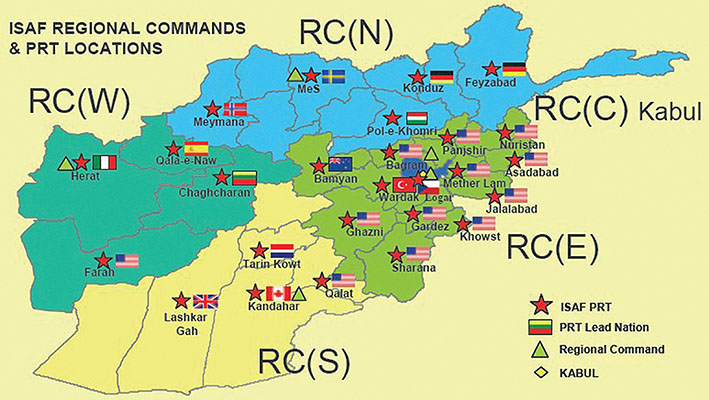 ISAF Regional Commads & PRT Locations