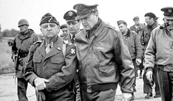 LTG Walton H. Walker and General of the Army Douglas A. MacArthur meet in P’yongyang, North Korea, 21 October 1950.