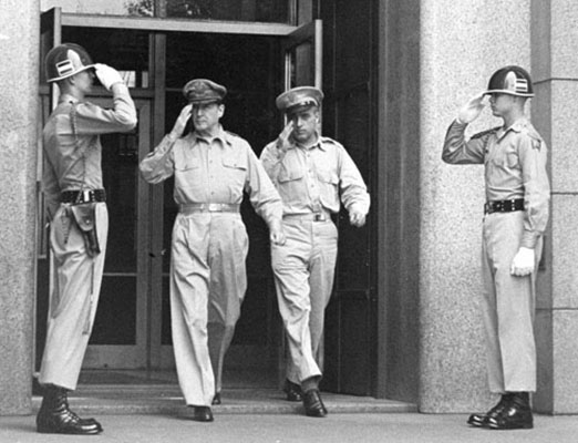 GHQ Honor Guards salute GEN MacArthur