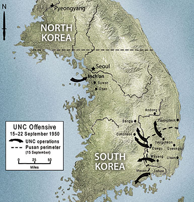 Map of United Nations Command Offensive, 15-20 September 1950.
