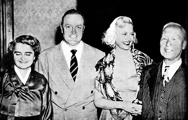 Bob Hope’s USO Tour was always a raving success, and the show in P’yongyang was no different. Shown here with President  and Mrs. Syngman Rhee in Seoul, Bob Hope and Marilyn Maxwell headlined the wildly popular show.