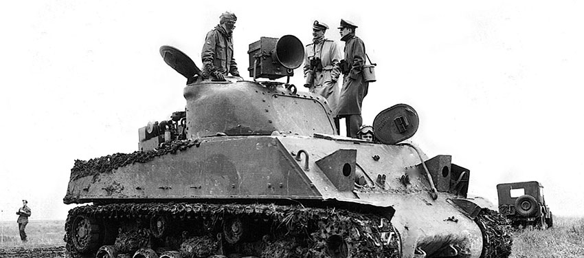 This M4A3 Sherman tank was modified for loudspeaker use.
