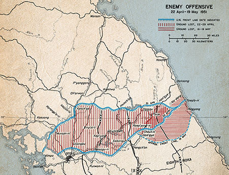 Enemy gains in the Chinese Spring Offensive.