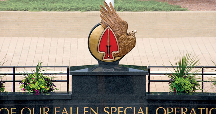 Lorenzo Ghiglieri’s “Rising Eagle” serves as guardian of the USASOC Memorial Wall that honors fallen Special Operations Soldiers at Fort Bragg, NC.