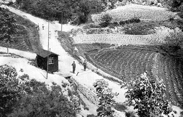 This was the 1st ROK Division view of the North Korean checkpoint on the 38th Parallel at Kaesong before the invasion.