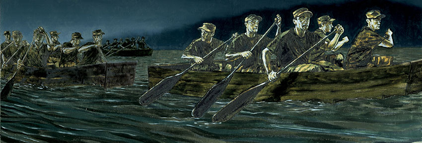 The Rangers used plywood assault boats to cross the Hwachon Reservoir for their assault on the dam.