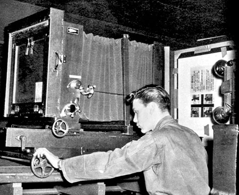Setting the Hansch camera, April 1953