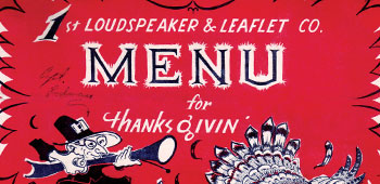 1st L&L Thanksgiving Dinner Menu and Christmas Card for 1952