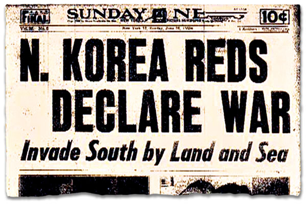 Newspapers around the world reported the North Korean invasion of South Korea.