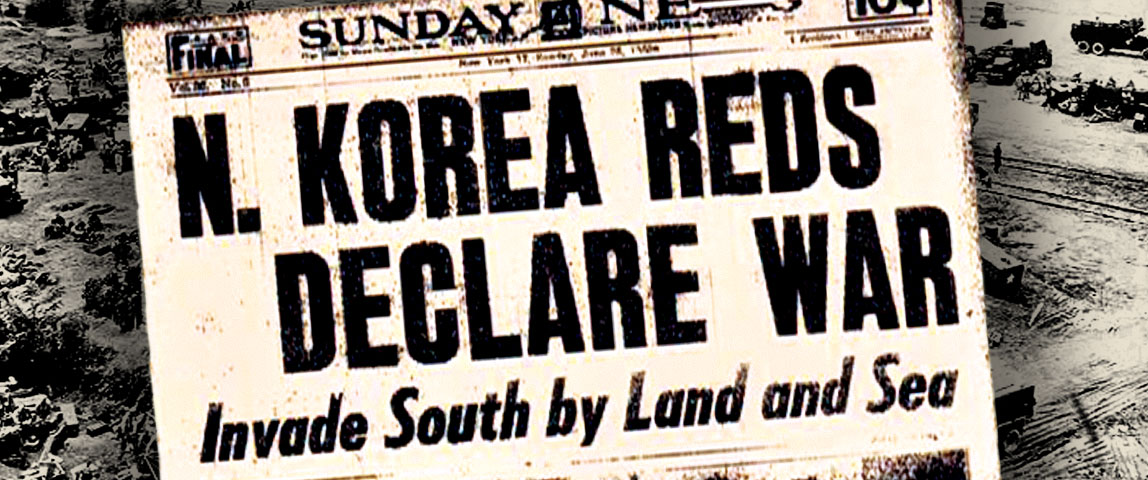 Newspaper reporting the North Korean invasion of South Korea.