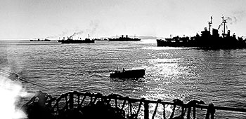 Shipping off Hungnam, 10 December 1950, as the evacuation of troops and supplies commenced.