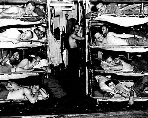 1st RB&L living space in the troop hold went from crowded to severely cramped during the second leg of the voyage from Hawaii to Japan.