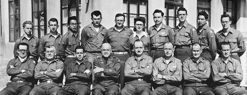 UNCACK was based in Pusan, South Korea. MAJ Terrance A. Vangen, sixth from left, front row, was in this commanders and staff photo in 1952.