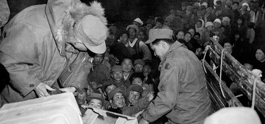 The U.S. Army was faced with an almost insurmountable problem of refugees on the battlefield. Army Civil Affairs units were instrumental in the effort to provide food and medical care and to keep the roads clear of the hordes of displaced civilians.