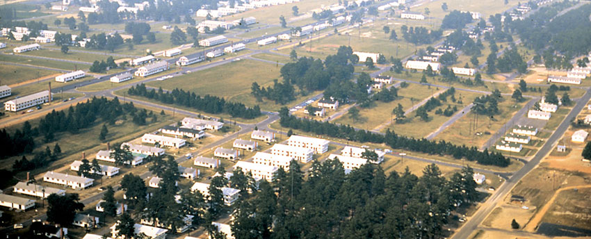 Aerial photograph of Smoke Bomb Hill at Fort Bragg