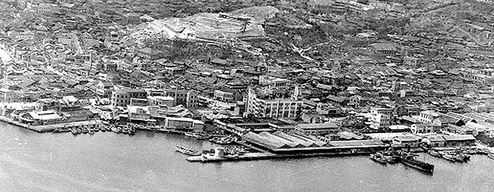 Aerial view of the Pusan waterfront, ca. 1953.