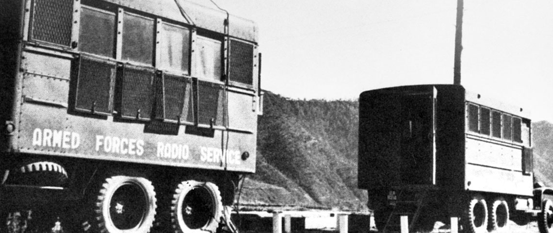 The broadcast van of AFKN Station “Gypsy” near Hwach’on contained two short-wave receivers, two dual-speed turntables, an amplifier for live broadcasts, a transmitter, console, microphone, tape recorder, record library of 35,000 popular music hits, and an antenna support