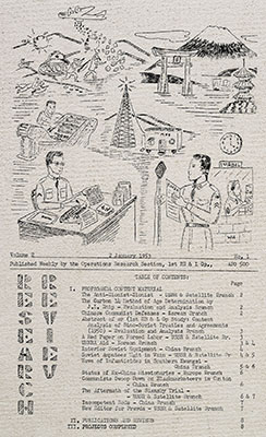 The S-3 Operations Research Section provided script writers with summaries of Communist problems for propaganda exploitation in their mimeographed weekly Research Review.