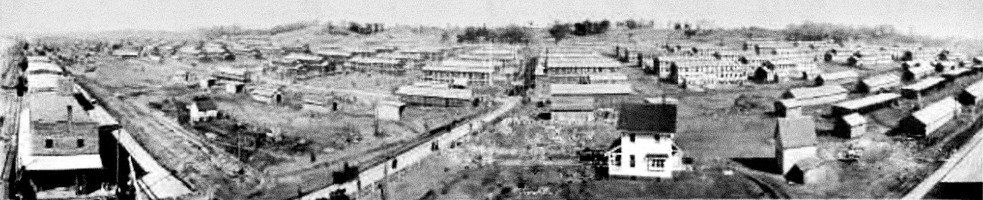 Panoramic composite photo of camp Dodge, Iowa, in 1917