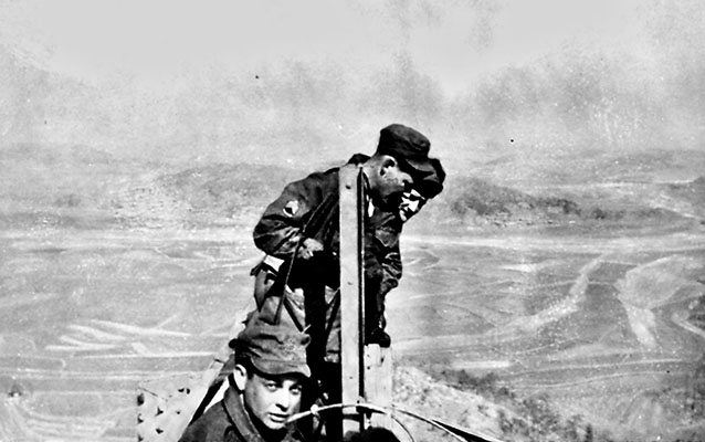 A good “head for heights” was a prerequisite for the riggers who repaired the Korean Broadcasting System antennas and erected the antennas to support the 4th Mobile Radio Broadcasting Company operations.