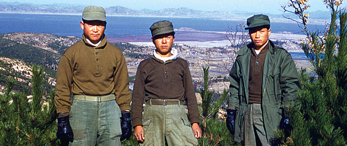 Three North Korean guerrillas on one of the western islands.