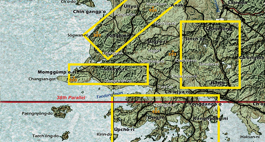 Hwanghae and mountain refuge areas around Changyon that harbored guerrillas.