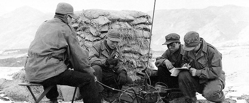 Korean guerrillas conducting communications training with the AN/GRC-9 ‘Angry 9’ radio set.