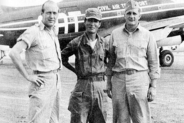 Hans V. Tofte, director CIA paramilitary operations, Korea, ROK MAJ Han Chul-min, and USMC MAJ Vincent R. ‘Dutch’ Kramer at Atsugi Airbase, Japan.