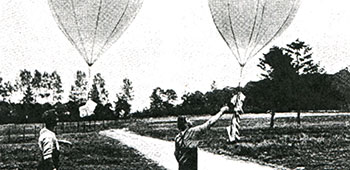 Leaflet-laden hydrogen balloons are released by Allied propagandists during World War I.