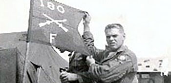 Corporal Fry in Korea, 1953, with Company F, 180th Infantry Regiment, 45th Infantry Division. He served two combat tours on the peninsula with three different divisions.