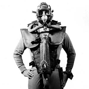 Lt. Fred Wadley wearing LARU Model 10 (LARU) (out of water)- late 1944.