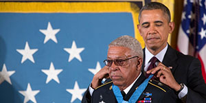 SSG Melvin Morris received the Medal of Honor in March 2014, in recognition of his actions at Chi Lang, Republic of Vietnam, in September 1969.